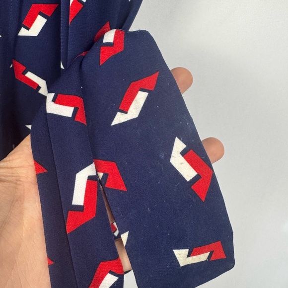 Moda International Navy Blue Wrap Dress with Red and White Pattern 4 - Picture 8 of 9